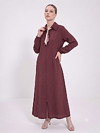 Vivezza Rahat Cubra Fermuarlı Ferace 7061-03 Mürdüm