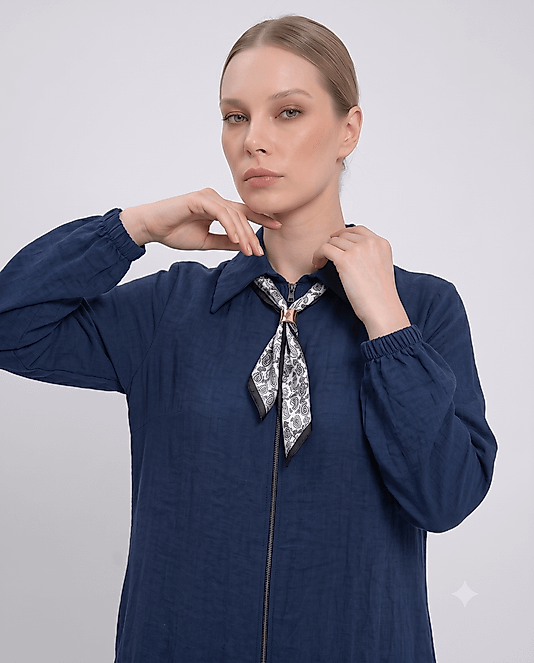 Vivezza Rahat Cubra Fermuarlı Ferace 7061-02 Lacivert